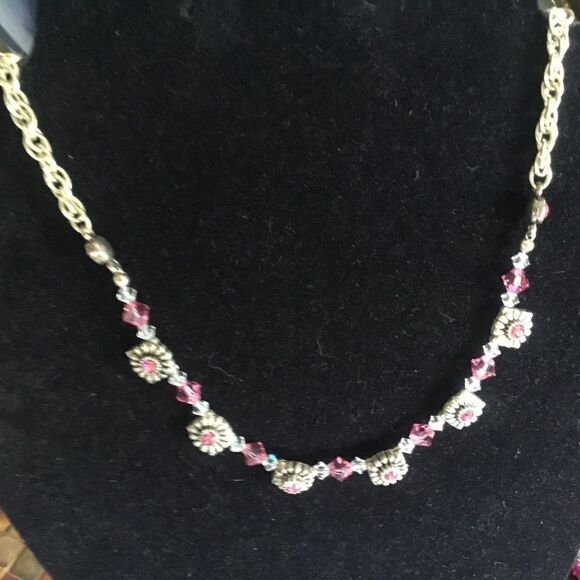 $12 ea or 3/$25. Silvertone & Pink Crystal Necklac - Picture 4 of 6